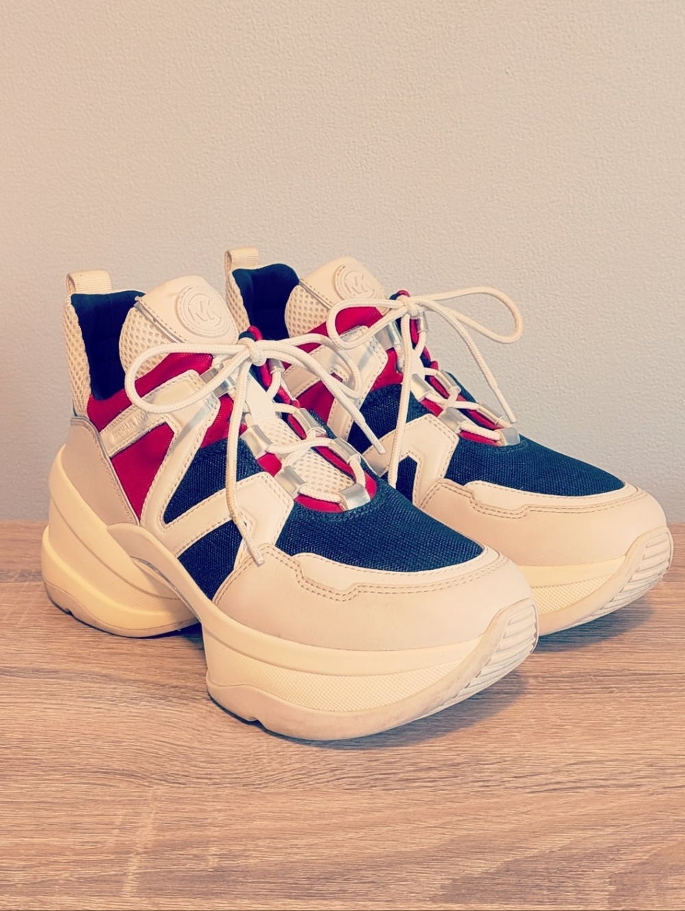 MICHAEL KORS Olympia Trainers Red, White, & Navy Women's Size 9